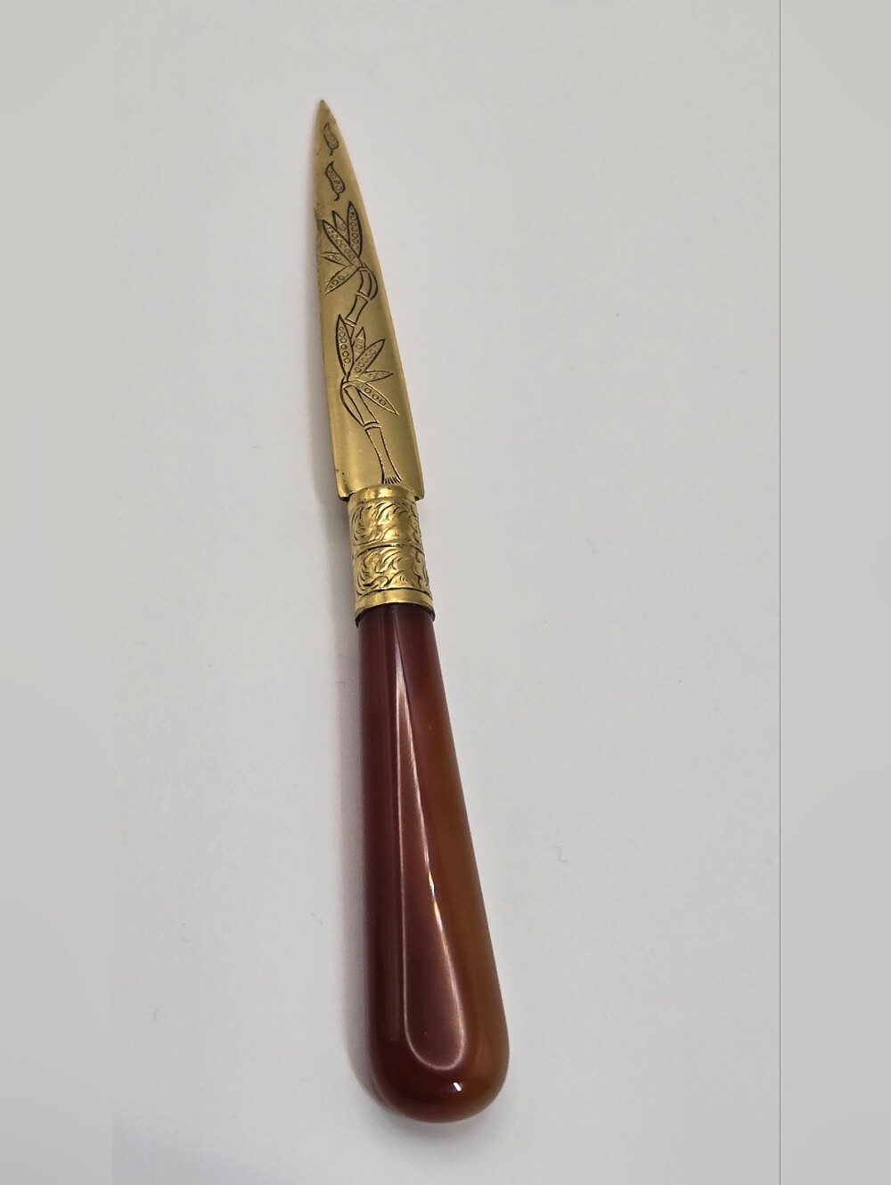 Vintage Brass Letter Openers Possibly Gumps Of San Francisco Aventurine & Agate - Picture 9 of 12
